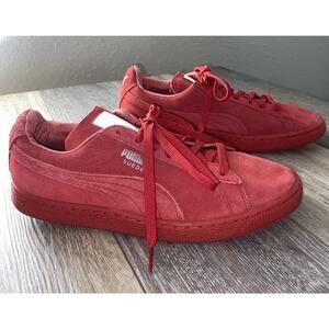 PUMA Suede Classic Mono Women's US Size 9.5 Iced High Risk Red Sneaker Shoes